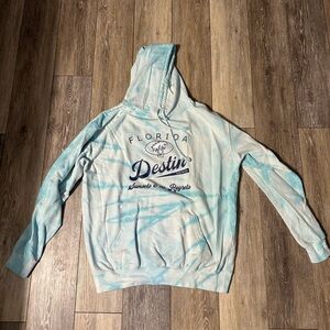 Destin Blue and White Tie Dye Graphic Hoodie